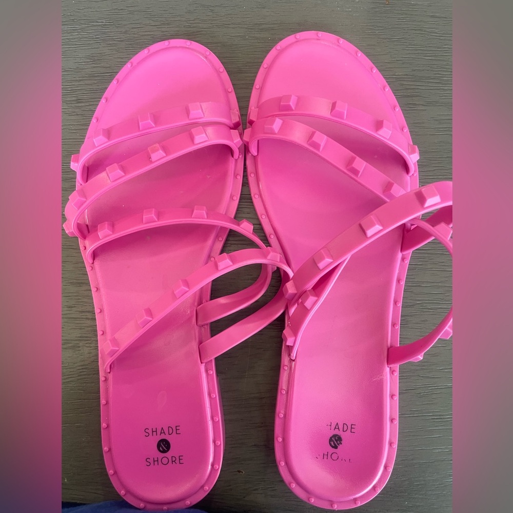 Shade & Shore LIV Women's Size 8 Studded Strap Slide Jelly Sandals Pink